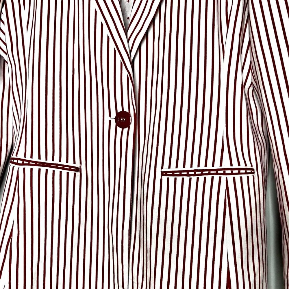 Chadwicks of Boston Women's Blazer 18 Cotton Red Stripe Christmas Office Party - Picture 2 of 11